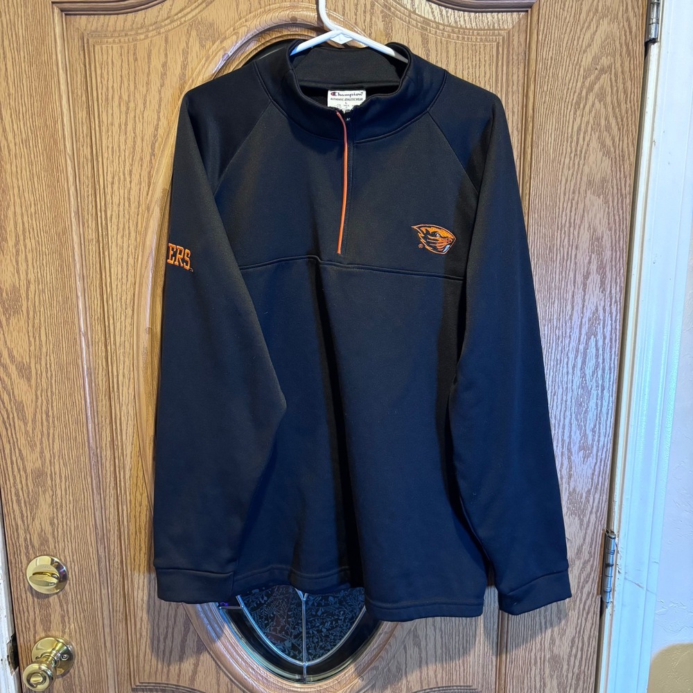Champion Oregon State Beavers Pullover‎ Quarter Zip Sweatshirt Black L